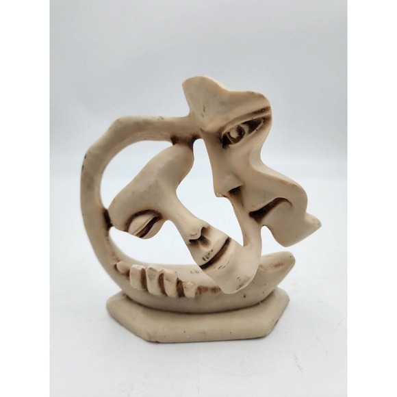 JART Abstract Faces Art Sculpture Loving Kiss Embrace Mexico Vintage Signed - Picture 2 of 14